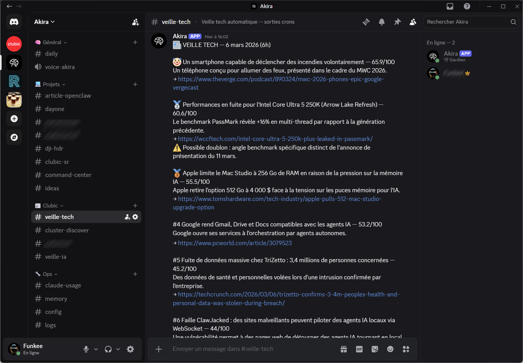 Mon serveur Discord dédié à OpenClaw, j'ai flouté mes projets secrets de conquête du monde. ©Colin Golberg