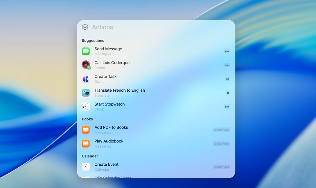 Les actions s'invitent dans Spotlight ©Apple