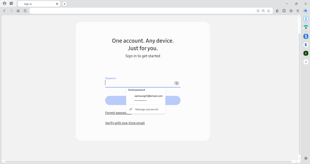 Samsung Pass est intégré à Samsung Browser pour Windows. © Samsung