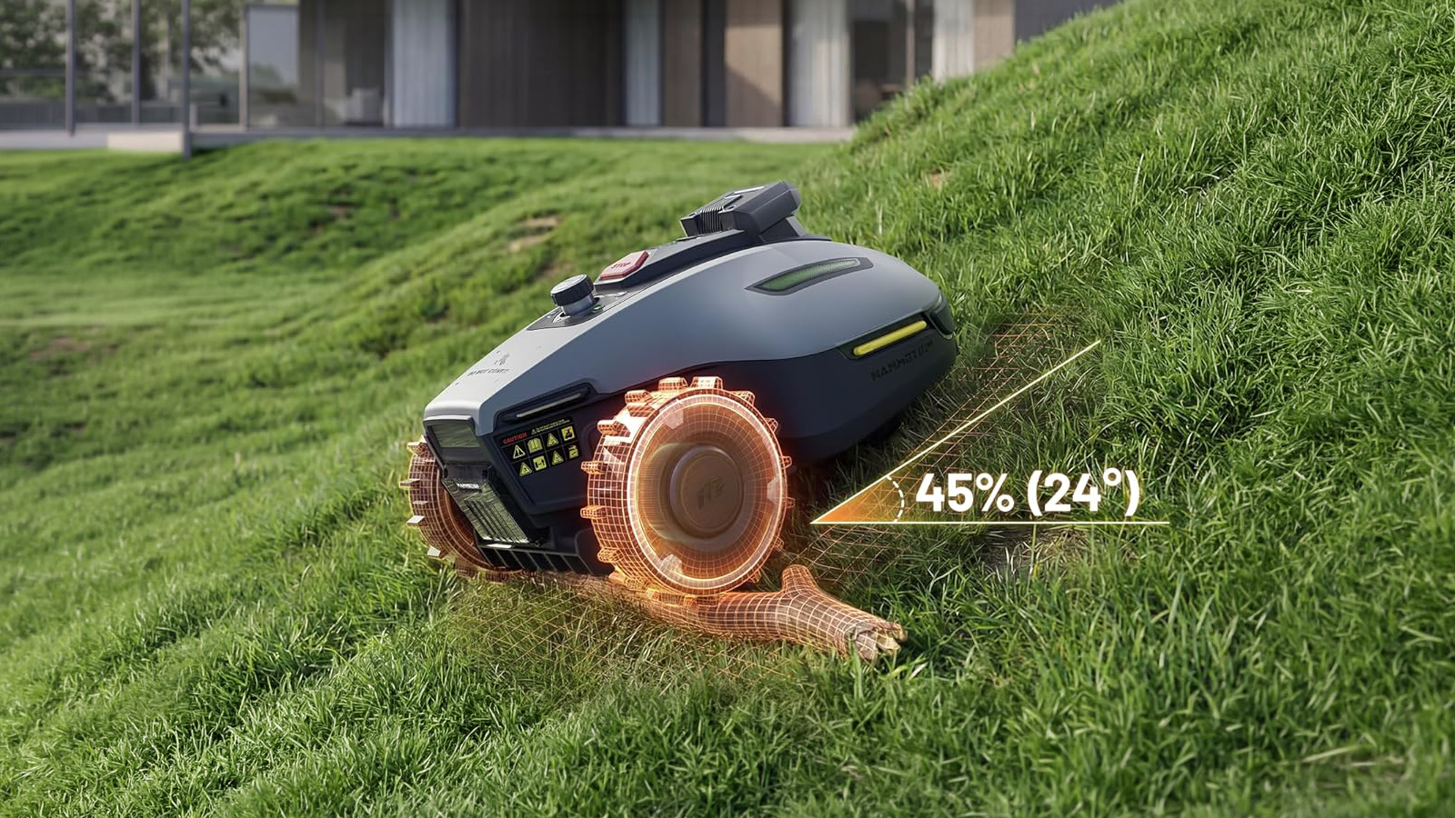 Un robot tondeuse qui franchit tous les obstacles.