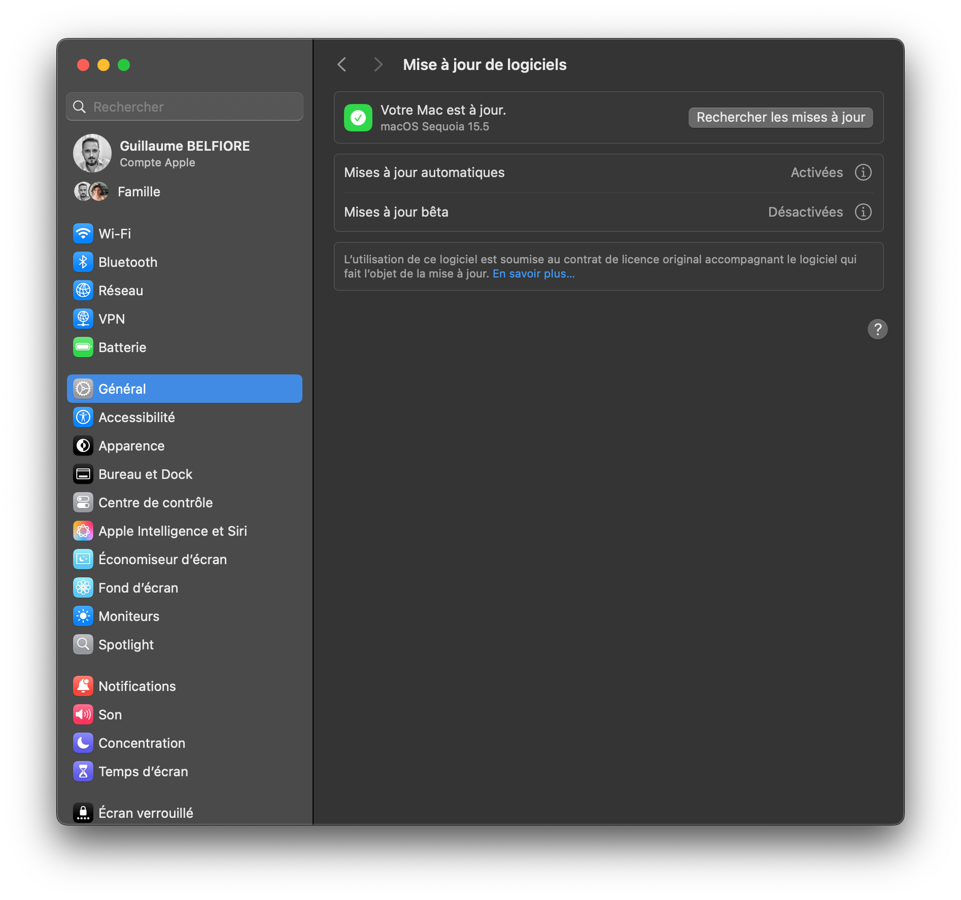 Rendez-vous dans la section Mise à jour de logiciels au sein des Préférences