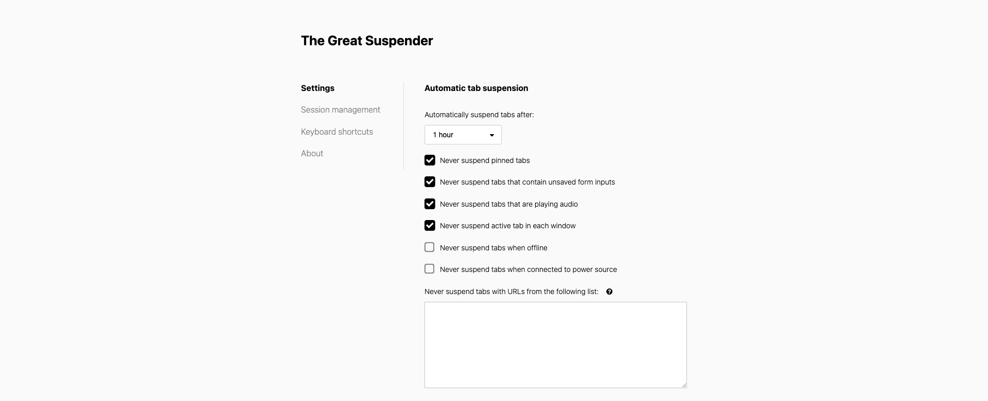 The great suspender screen 1