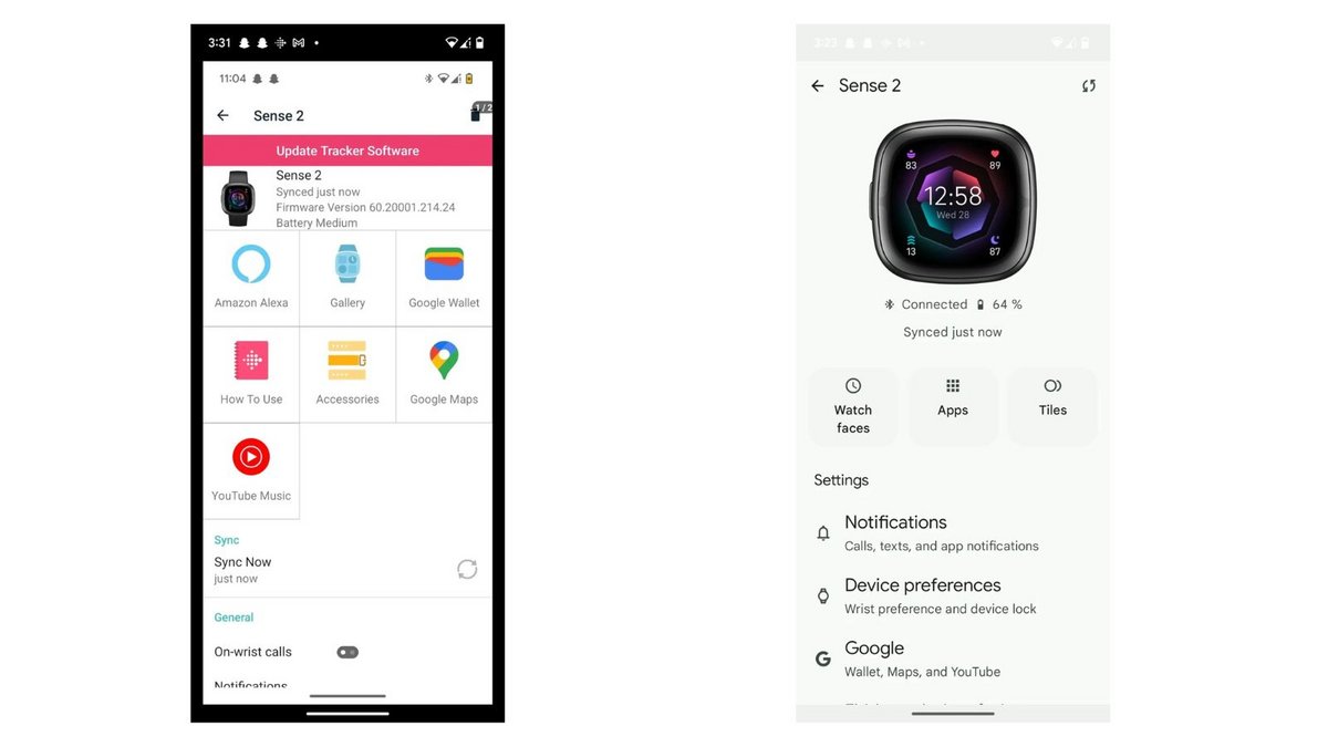 Une nouvelle interface pour la pages des paramètres des appareils. ©Android Authority / Fitbit