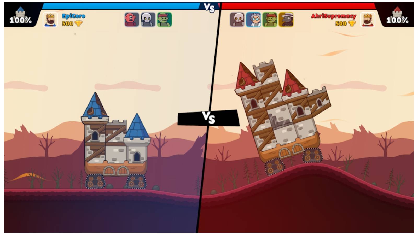 Castle Busters vous plonge dans des combats PvP en temps réel où vous devez détruire le château adverse avec vos unités et votre stratégie. © Voodoo
