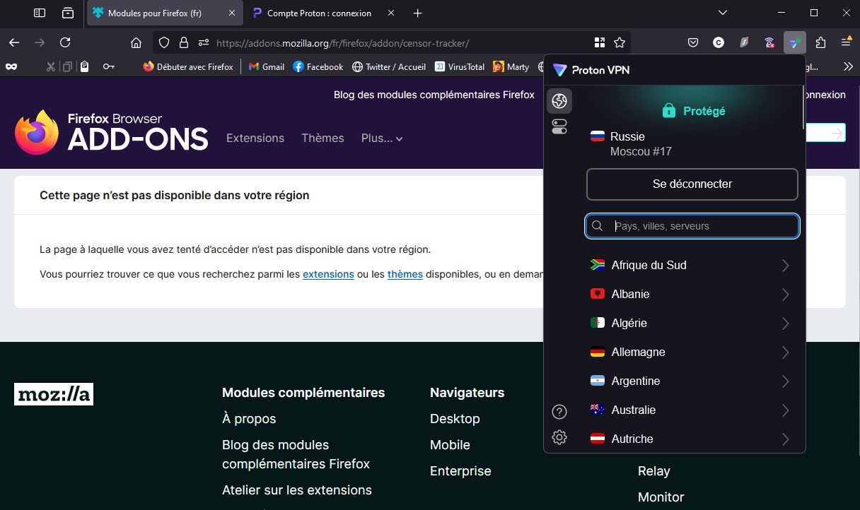 Mozilla a bloqué l'extension Censor Tracker en Russie © Mozilla