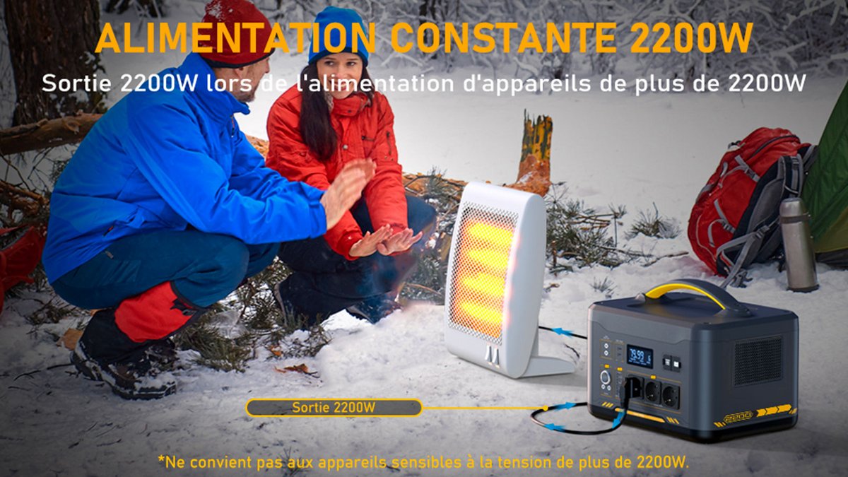 Grâce à la techno V-Beyond, la batterie délivre 2200W… et peut alimenter des appareils jusqu’à 4400W ©VTOMAN