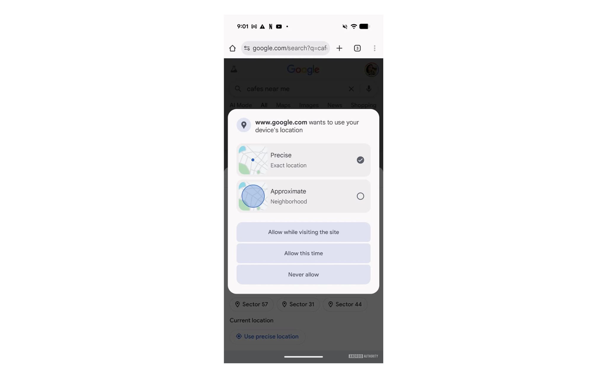 Une nouvelle option de confidentialité actuellement en cours de test. ©Google / Android Authority