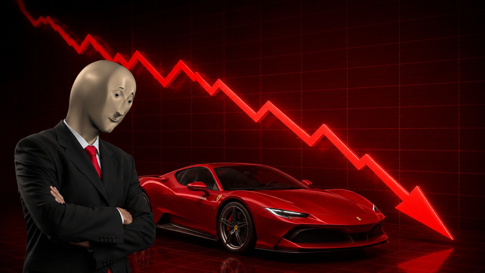 Lors de l'annonce, l'action de Ferrari a diminué de 6 %.. ©Clubic / ChatGPT
