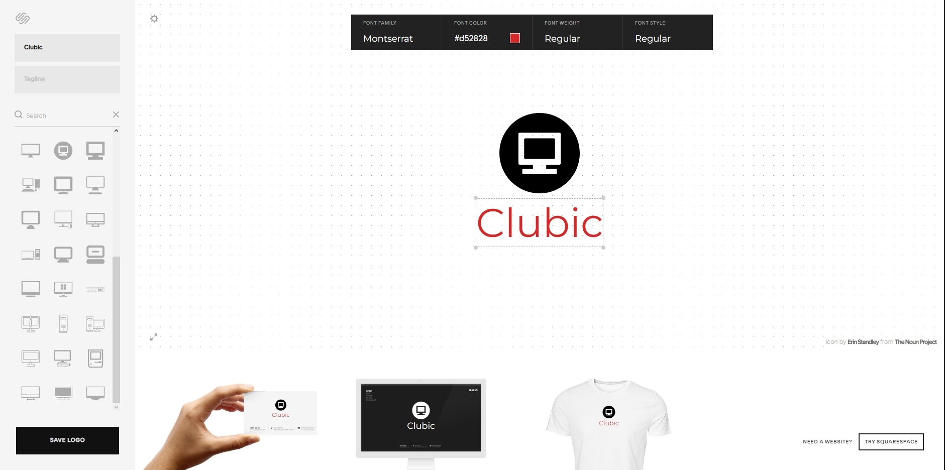 La fonctionnalité de création de logo inclut une aide de l'IA. @Squarespace