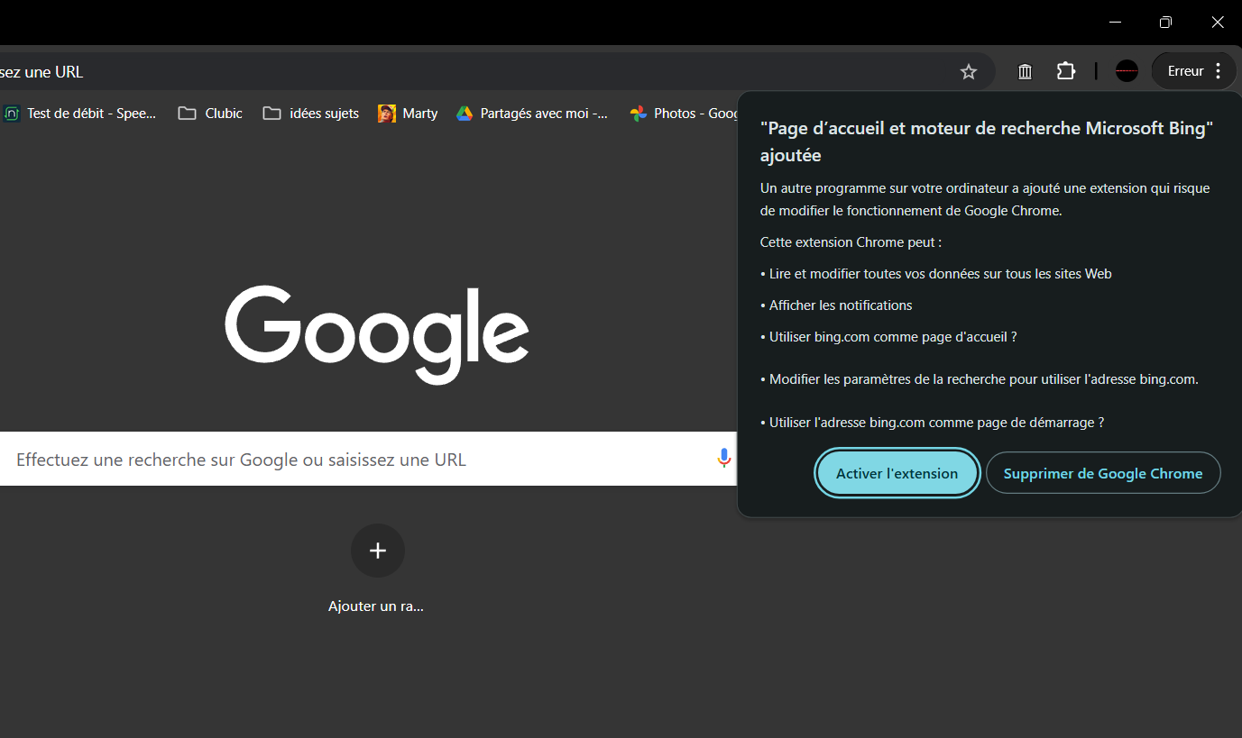 Une fois Bing Wallpaper définit des fonds d'écran sur Windows... et votre moteur de recherche par défaut dans Chrome © Clubic