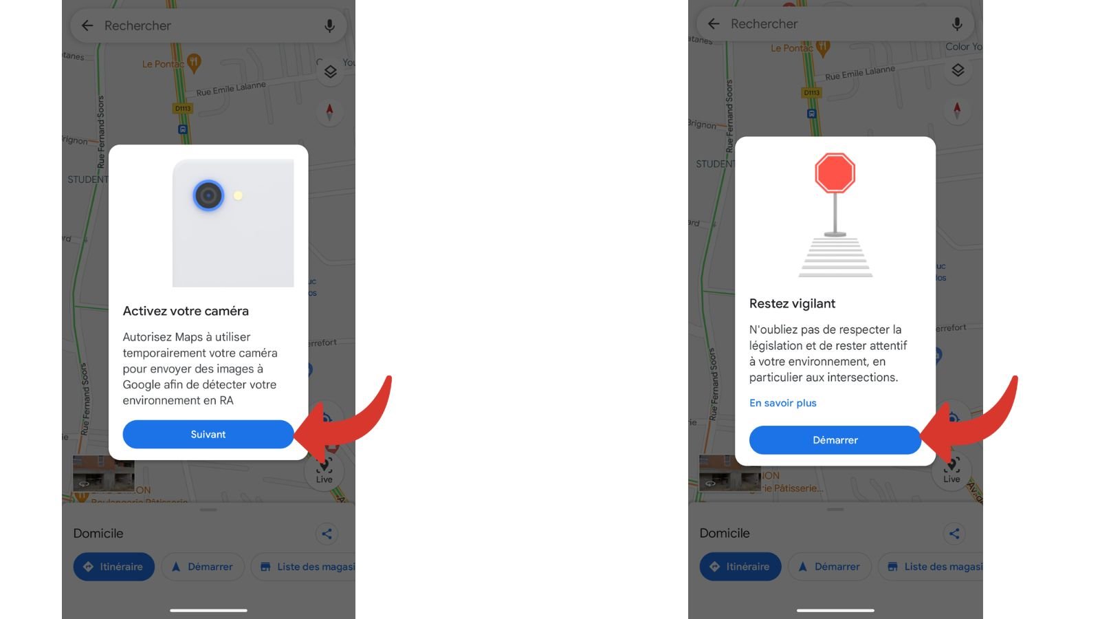 Approbation de l'utilisation de la caméra pour calibrer Google Maps