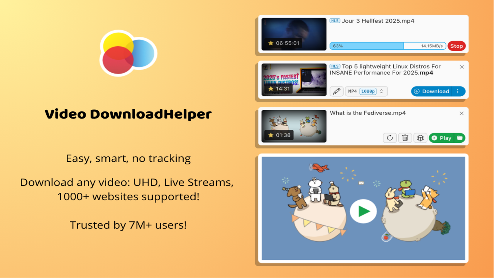 Video DownloadHelper permet de détecter et télécharger des vidéos depuis de nombreux sites web. L’extension prend en charge plusieurs formats et propose une interface pensée pour simplifier la récupération de contenus vidéo. © SAS ACLAP
