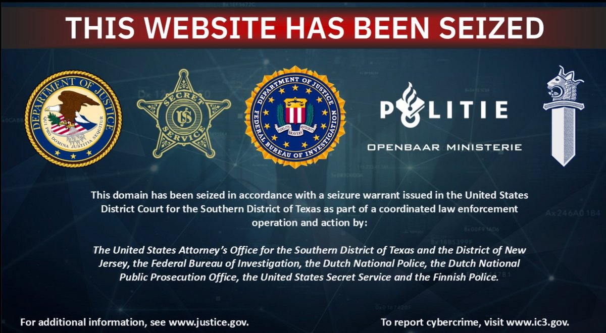 Le site d'AVCheck est désormais inaccessible, et sous banière conjointe du FBI et des autorités néerlandaises. © Clubic