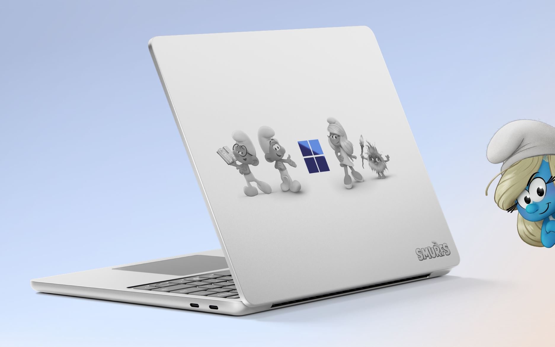 L'ordinateur portable Surface Laptop de Microsoft existe aussi en version Schtroumpfs. ©Microsoft