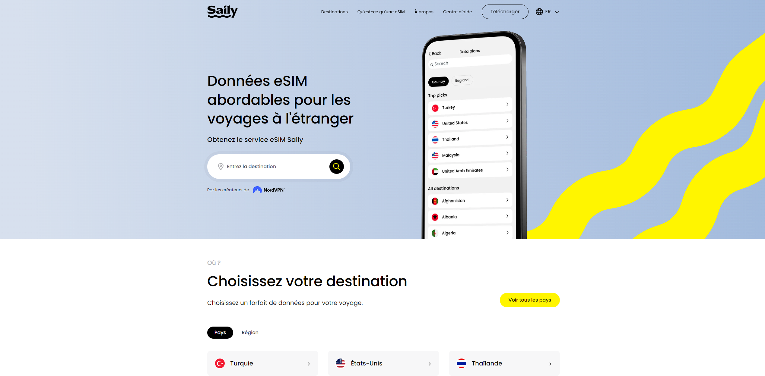 Saily propose ses services dans de nombreux pays !