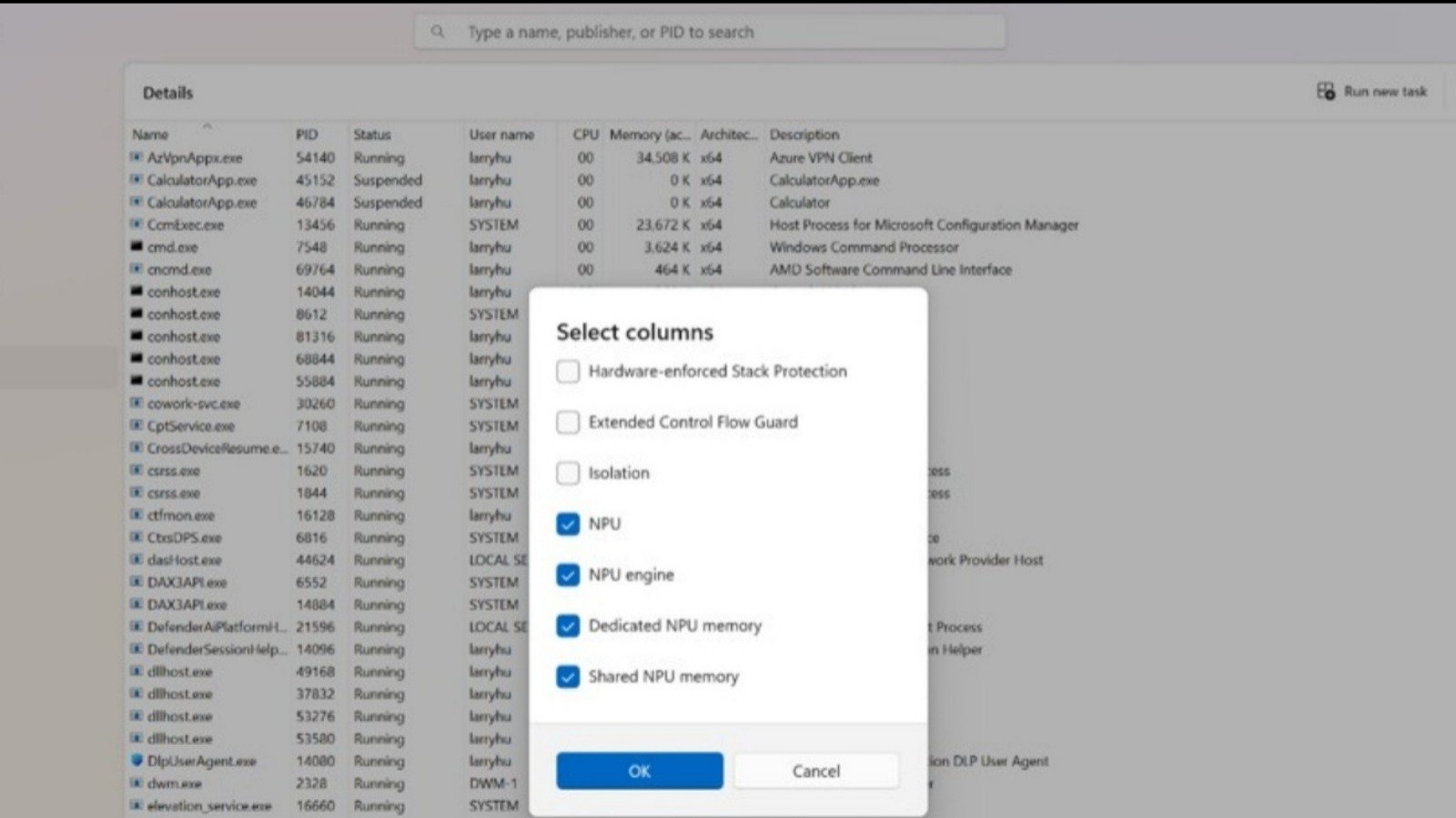 Le Task Manager de Windows vous montrera les IA qui tournent en tâche de fond - ©Microsoft
