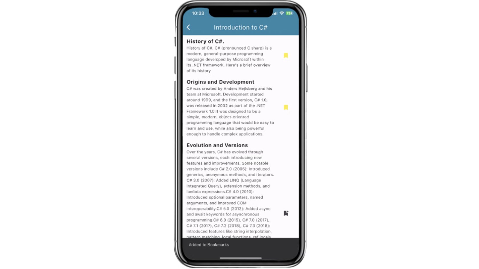 Morob: Learn C Sharp est une application iPhone pour apprendre le C# grâce à des leçons interactives progressives, adaptées aux débutants et organisées par thèmes - © Morob