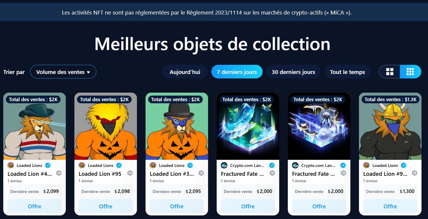 La section Best Picks permet de voir les NFT les plus récents