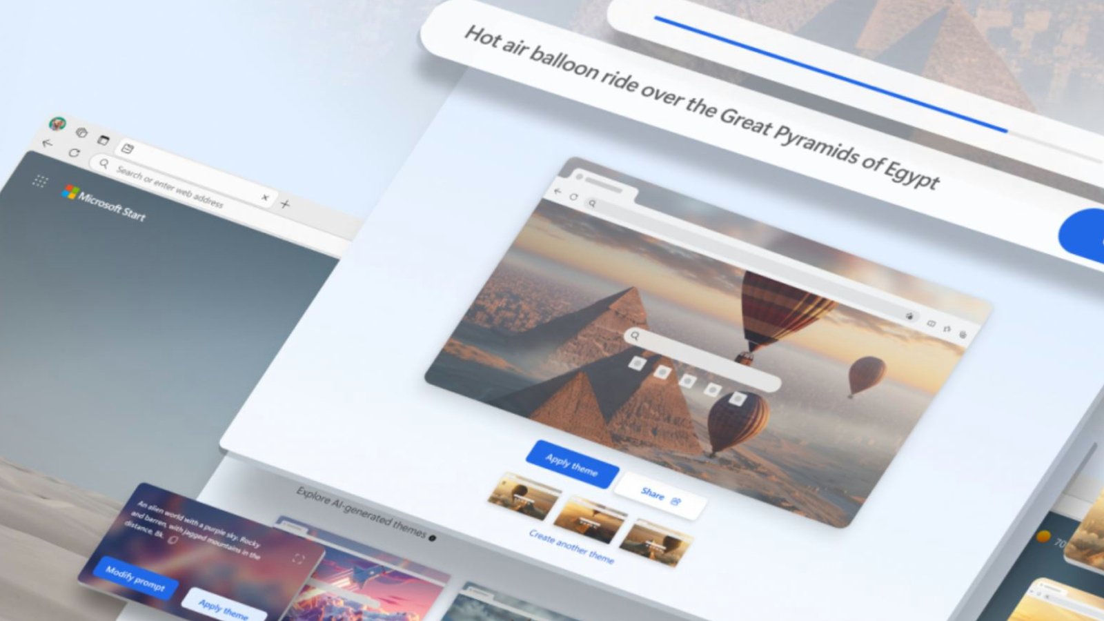 Edge permet de créer des thèmes personnalisables en quelques secondes, grâce à l'IA © Microsoft