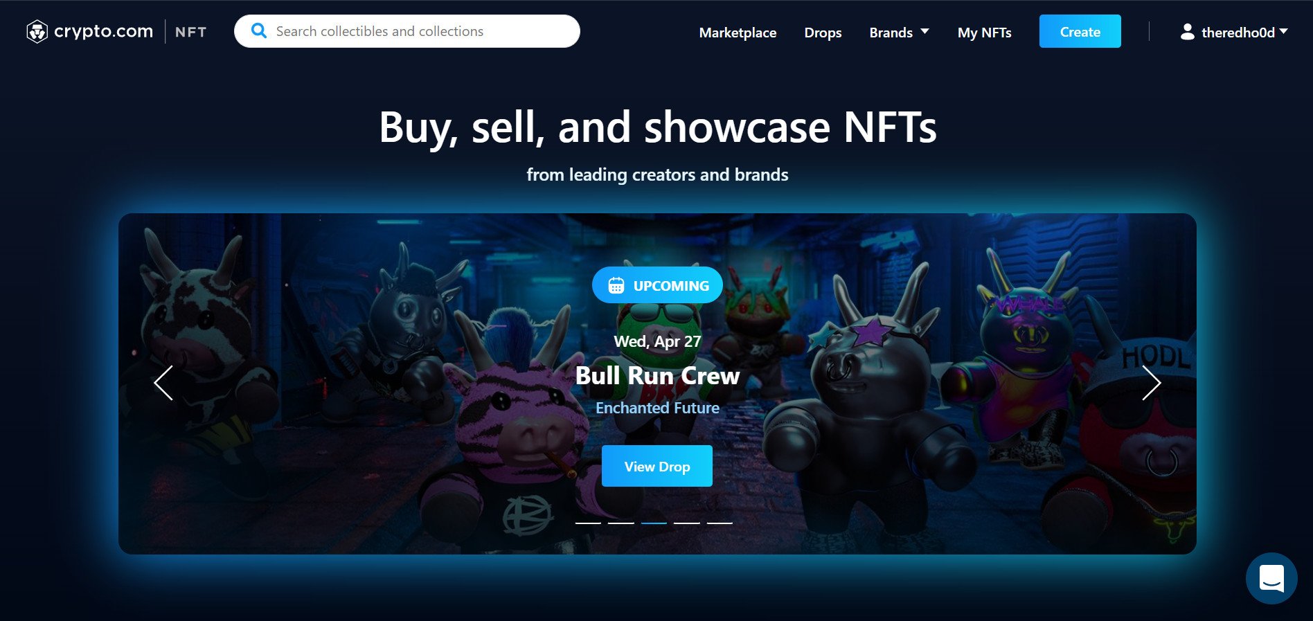 La page d'accueil de Crypto.com NFT.