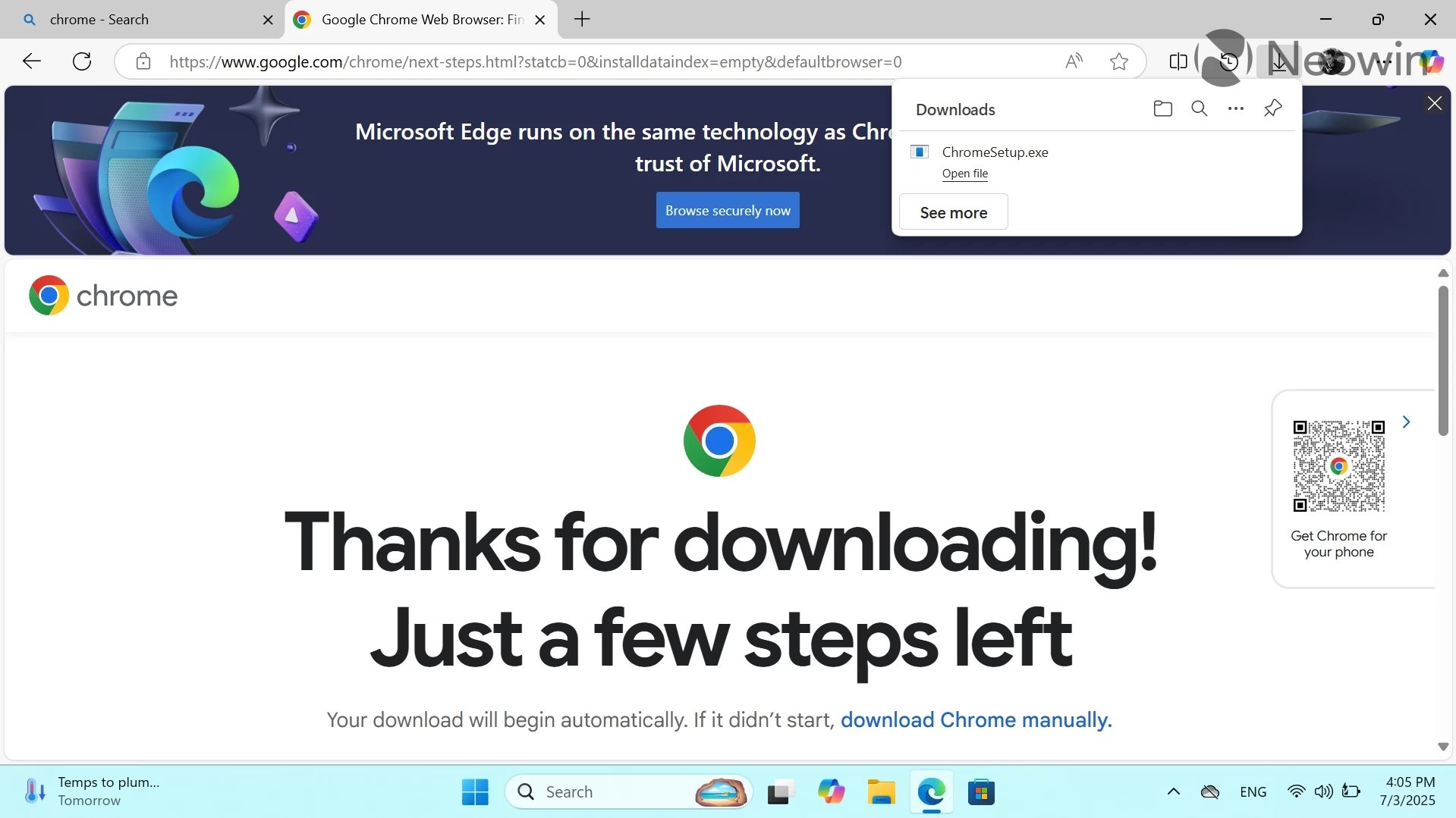Promo du navigateur Edge ©neowin