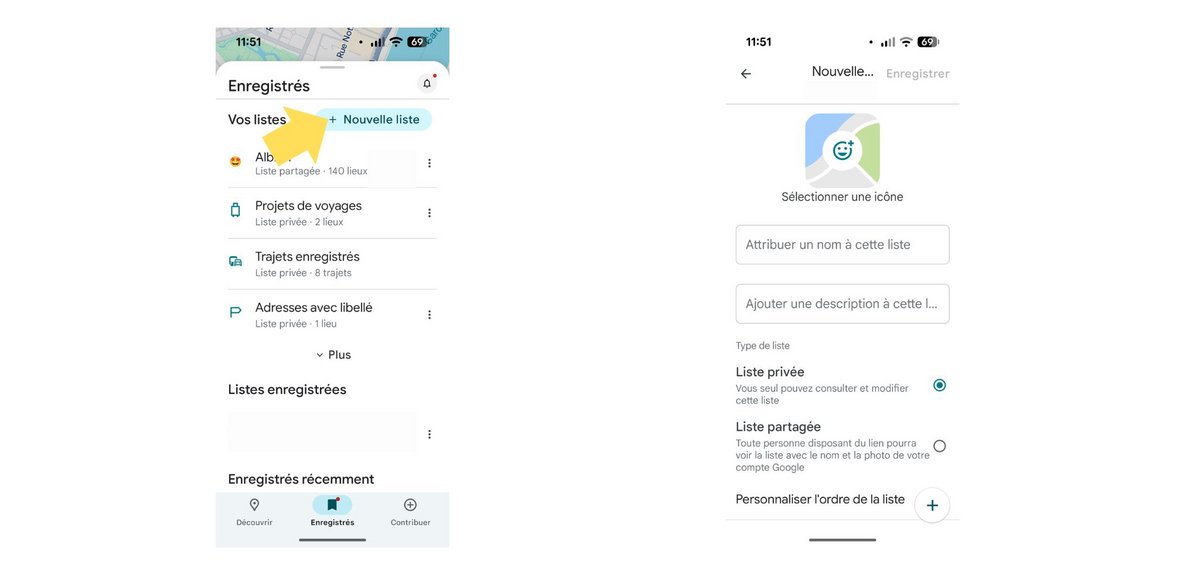 Créez des listes personnalisées. ©Google