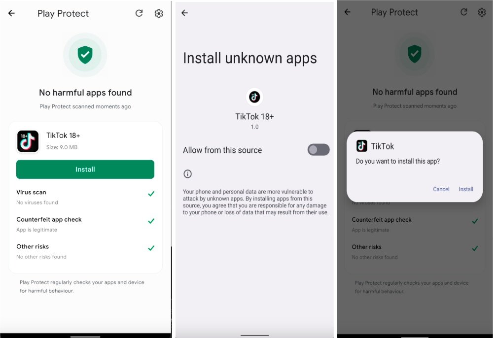 Rokarolla se fait passer pour Google Play Protect pour inciter les victimes à installer l'appli malveillante, et à lui accorder des autorisations sensibles. © Zimperium