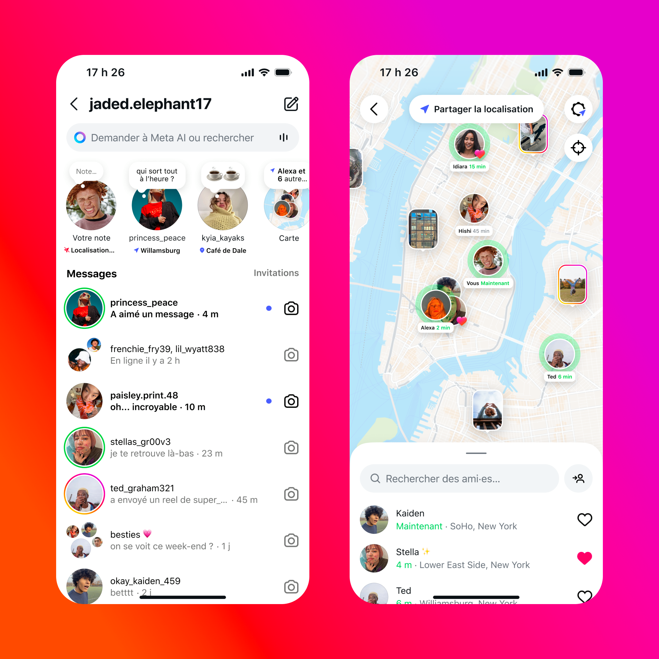 Libre à vous de choisir si vous souhaitez partager votre localisation (et avec qui la partager). © Meta