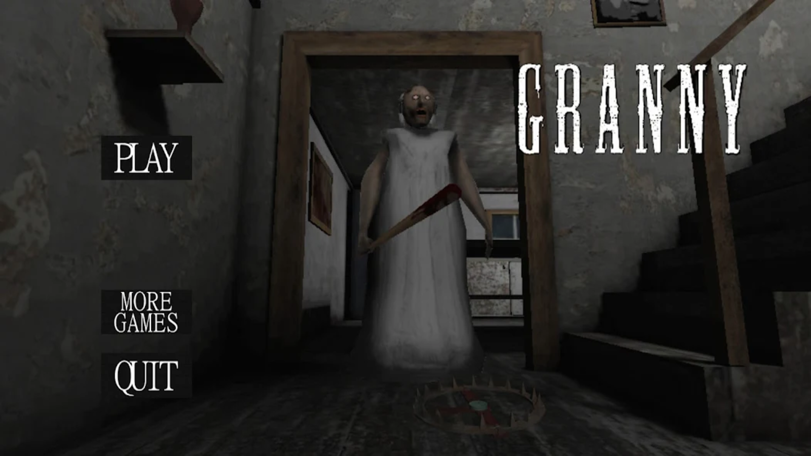 Avant de commencer une partie, Granny présente son menu principal dans une ambiance fidèle au reste du jeu. © DVloper