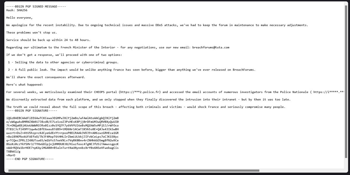 Le message publié sur BreachForums laisse peu de place au doute. © Clubic