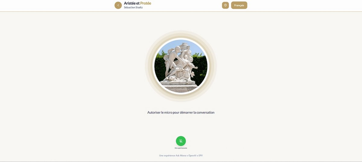 Pour discuter avec Aristée et Protée dans le jardin du château de Versailles, un clic suffit - Capture d'écran ©Mélina Loupia pour Clubic