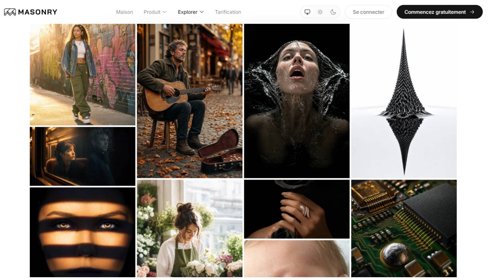 Masonry centralise la création d'images et de vidéos par intelligence artificielle dans une application conçue pour les créateurs de contenu et les designers. © Masonry AI, Inc.