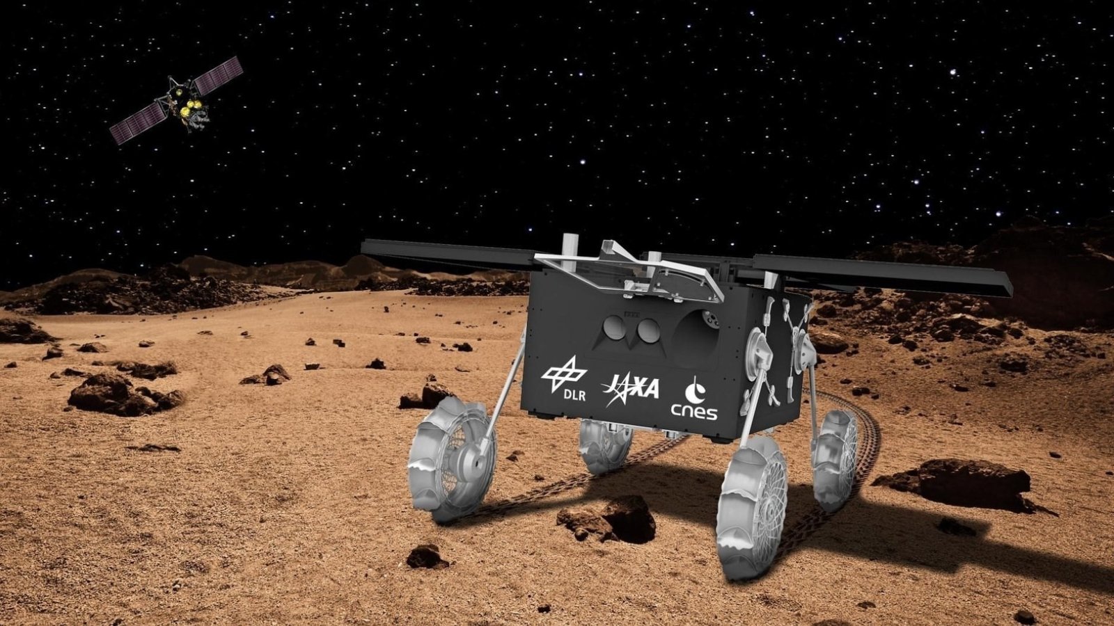 Vue d'artiste du rover IDEFIX sur Phobos. ©CNES