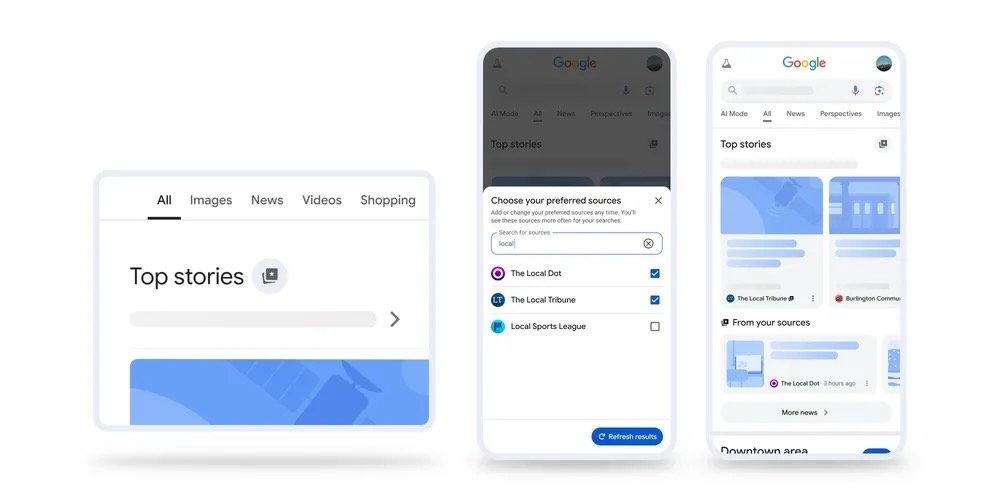 Indiquez vos sources favorites et personnalisez vos résultats de recherche. ©Google