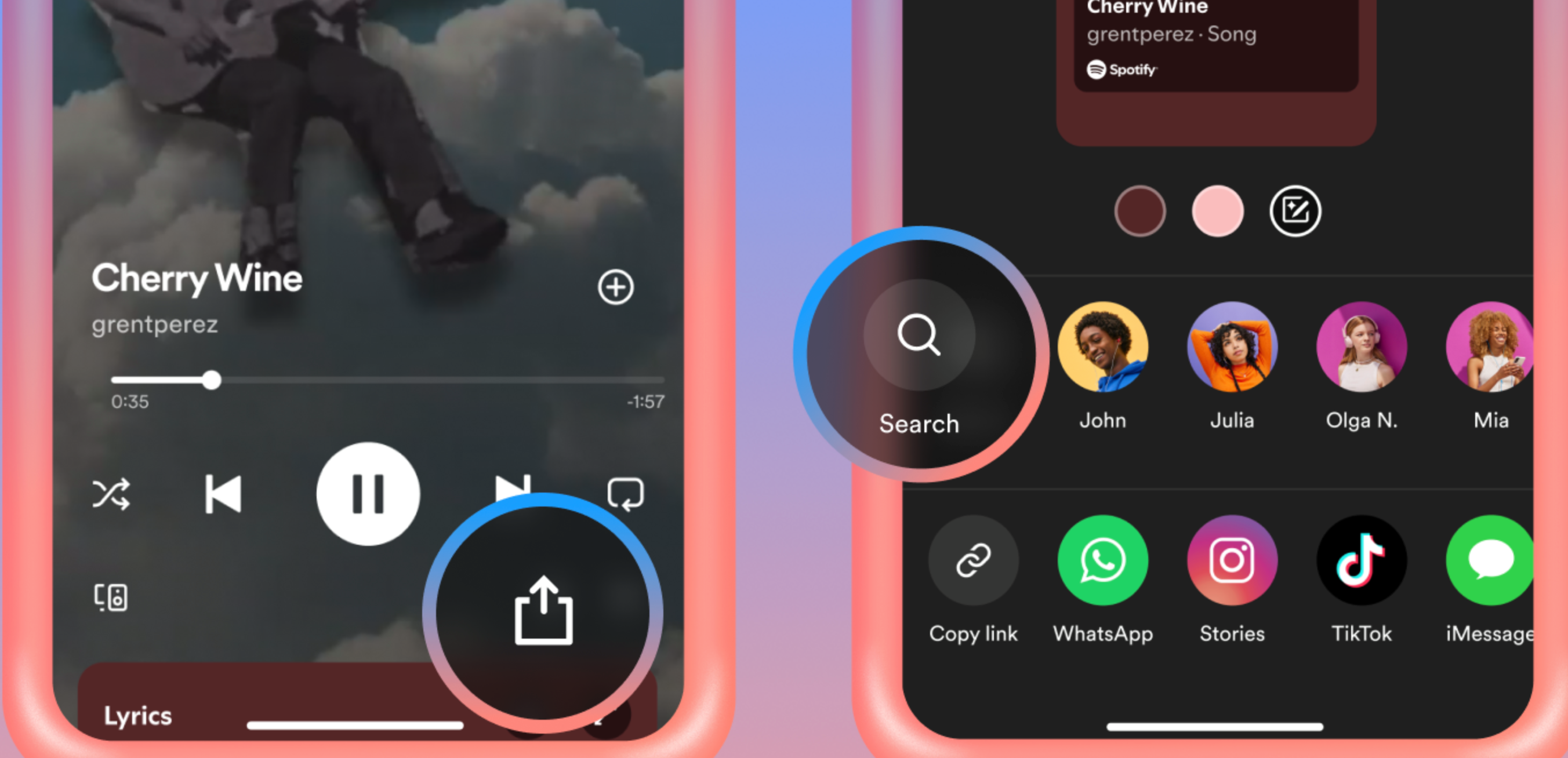 Partager une chanson par message avec Spotify