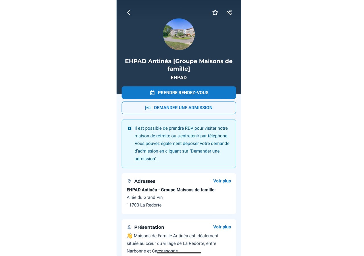 Vous pourrez dorénavant demander une admission en EHPAD depuis le site de Doctolib © Capture d'écran Clubic