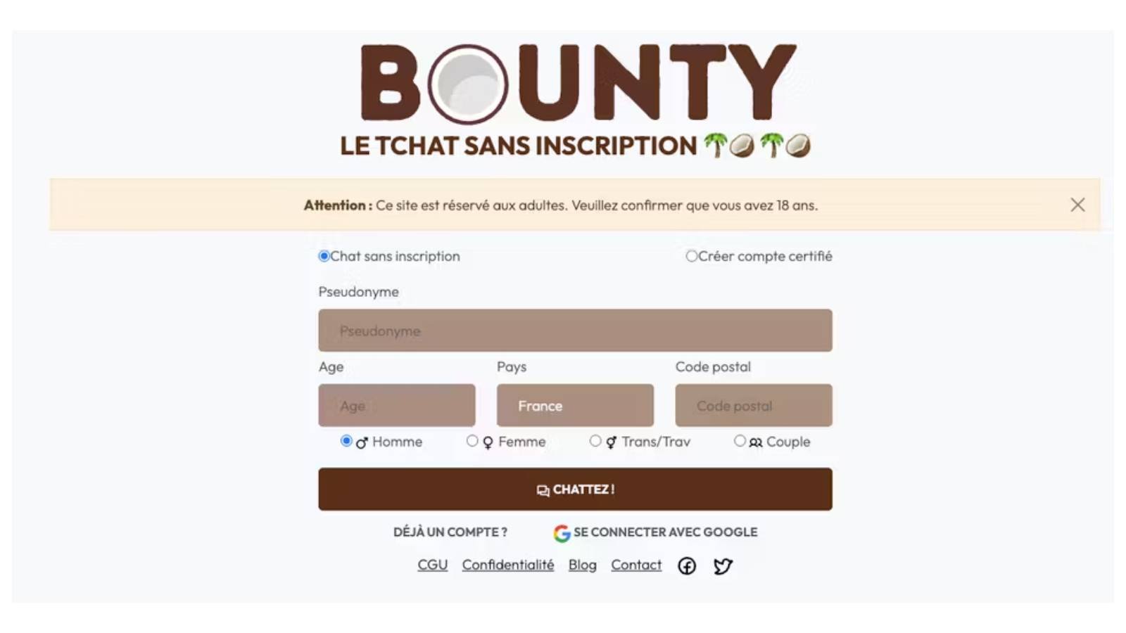Accessible sur ordinateur, smartphone et tablette, Bounty propose des salons de discussion, des messages privés et un chat vidéo pour les adultes. © Anfosso Gerald