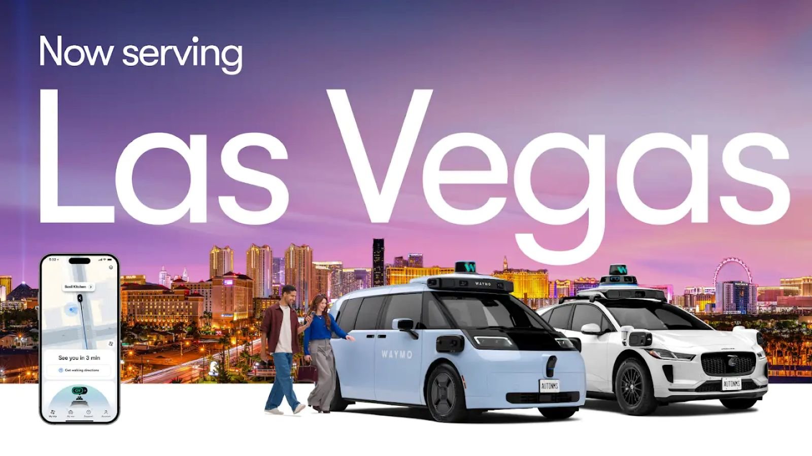 Le service dessert un axe entre Boulder Junction et Sahara Avenue, en passant par le Strip. Un second itinéraire relie Spring Valley à Winchester, où des dizaines d'Ojai circulent déjà - ©Waymo