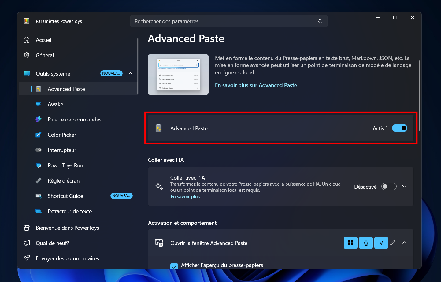 Activez Advanced Paste. © Clubic