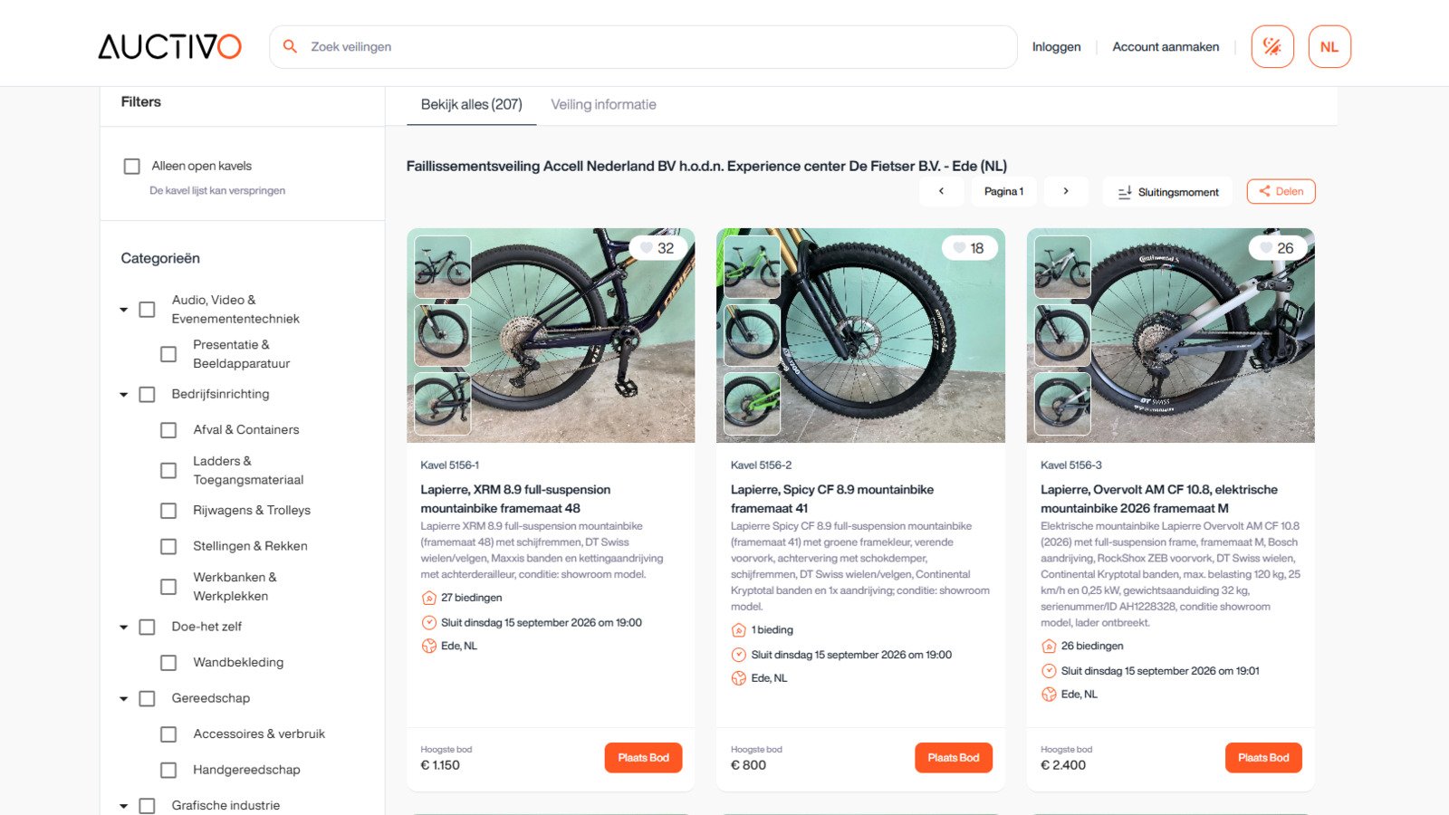 Un aperçu des vélos mis aux enchères sur la plateforme Auctivo. © Clubic