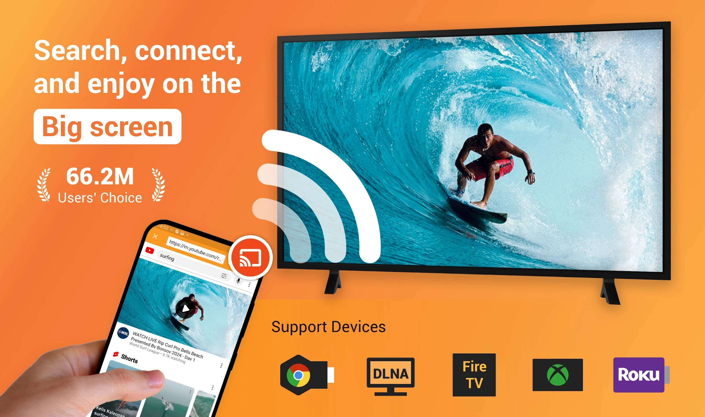XCast : Diffusion de contenu sur grand écran avec support de Chromecast, DLNA, Fire TV, Xbox et Roku. - © XCast