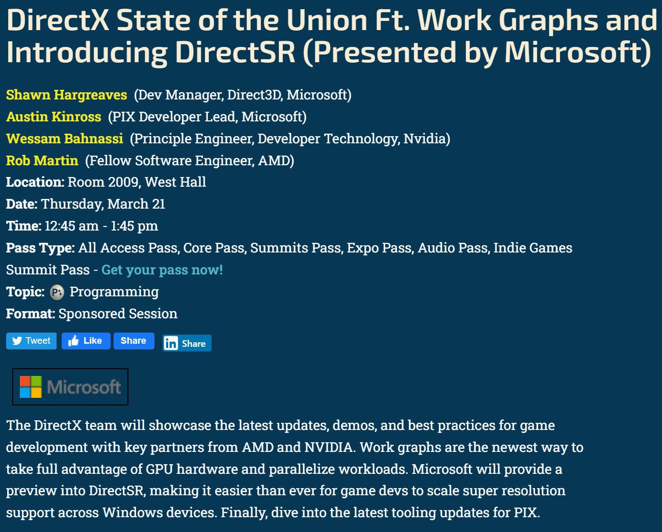 Descriptif de la présentation GDC de Microsoft © VideoCardz