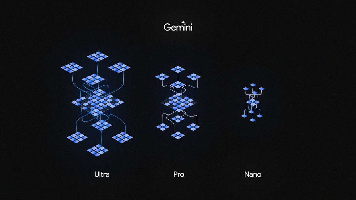 Gemini se décline en trois modèles, avec celui du milieu comme nouveau moteur du chatbot IA. © Google