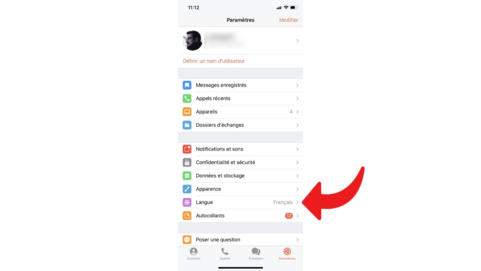tuto telegram changer langue