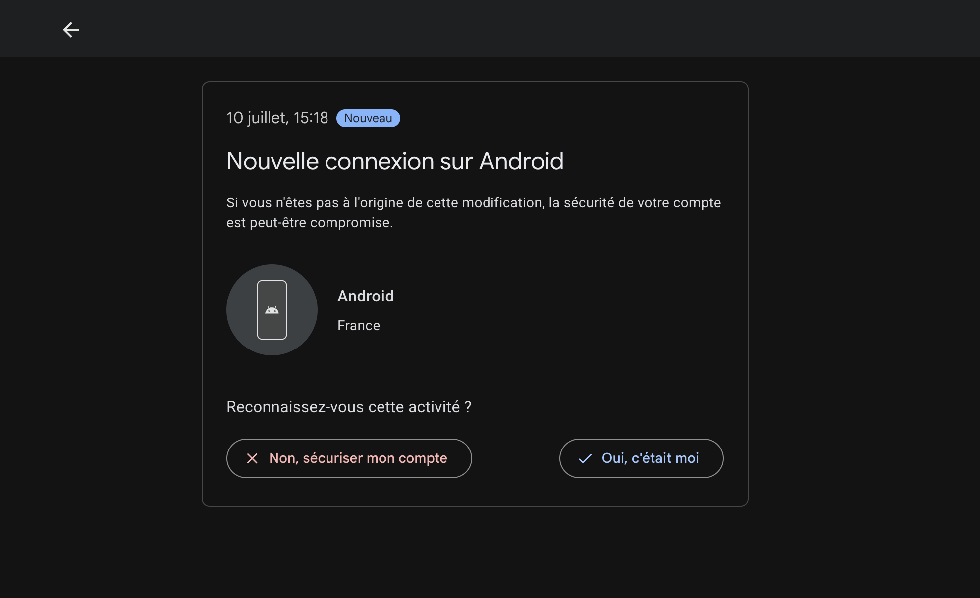 Contrôlez les derniers événements de sécurité du compte Google. © Clubic