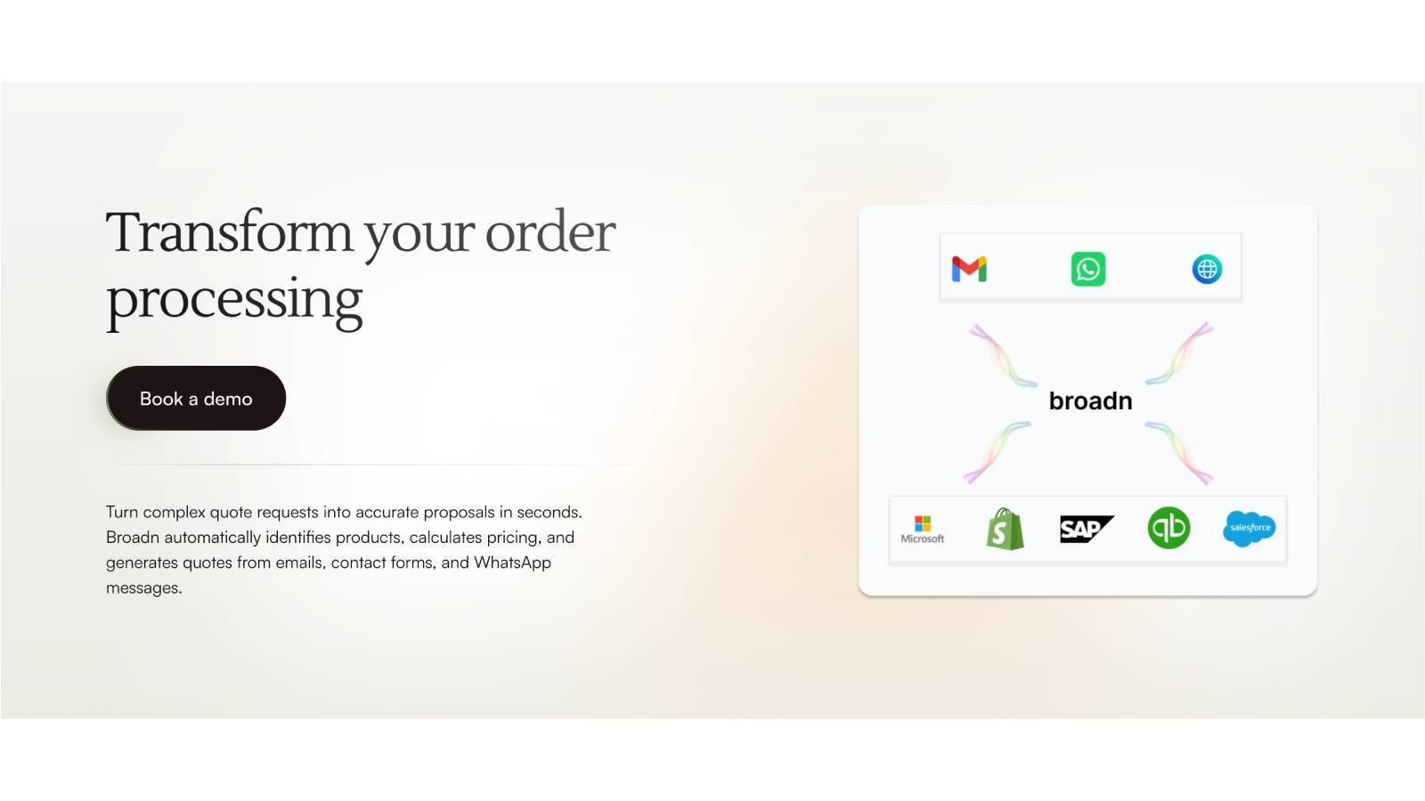 Broadn automatise les devis, les commandes et la gestion des informations commerciales pour les entreprises industrielles. © Broadn Inc.