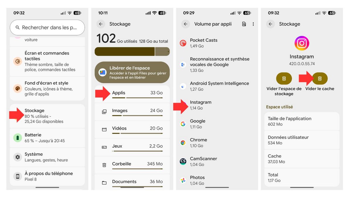 Videz le cache de vos applis. ©Google