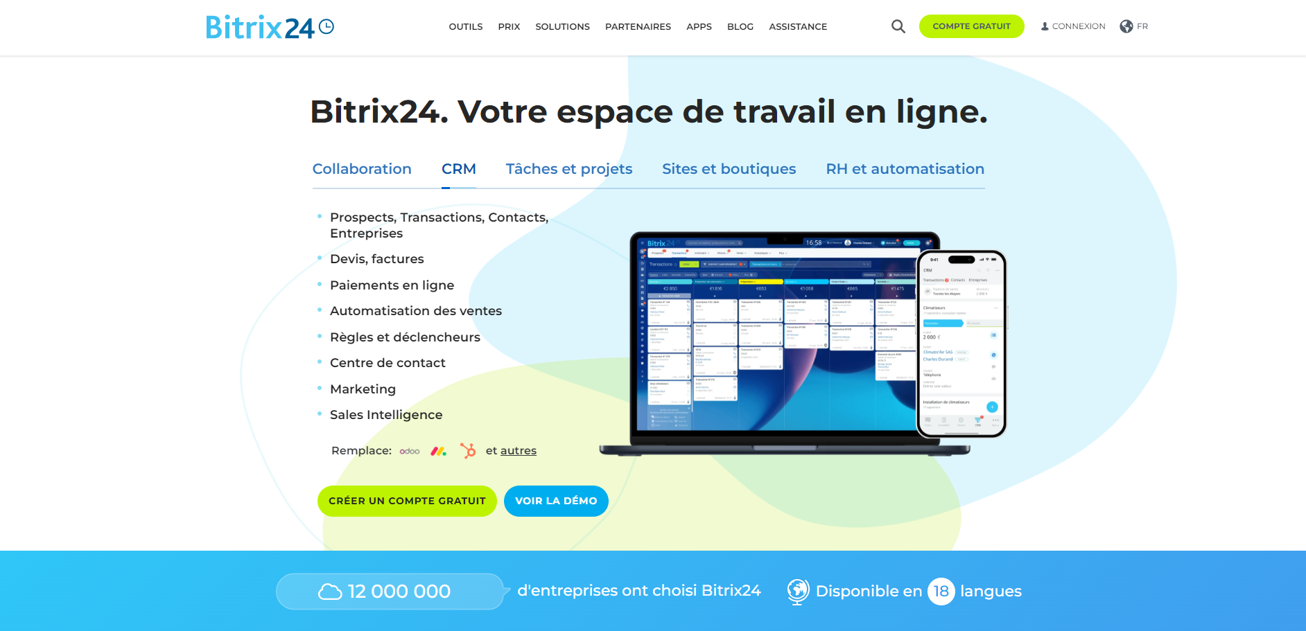 Page d'accueil du logiciel Bitrix24 © Bitrix24