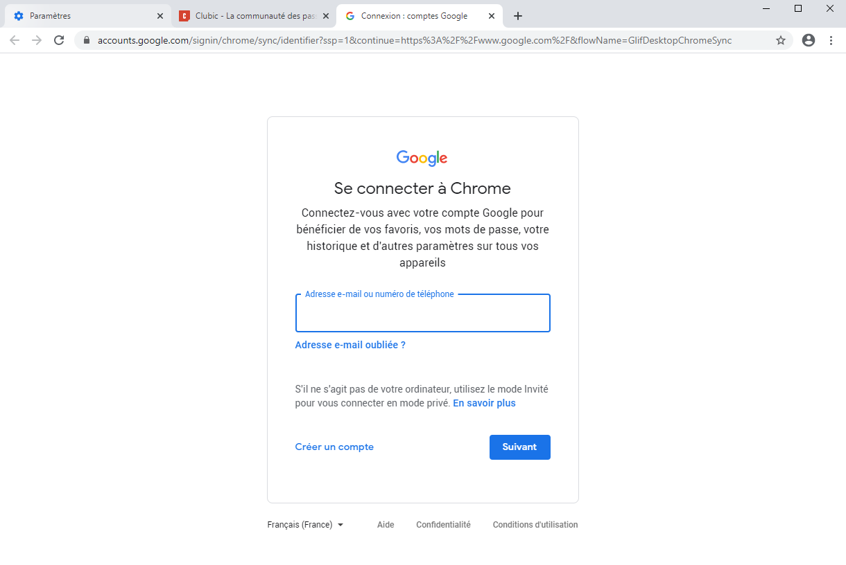 Chrome synchronisation