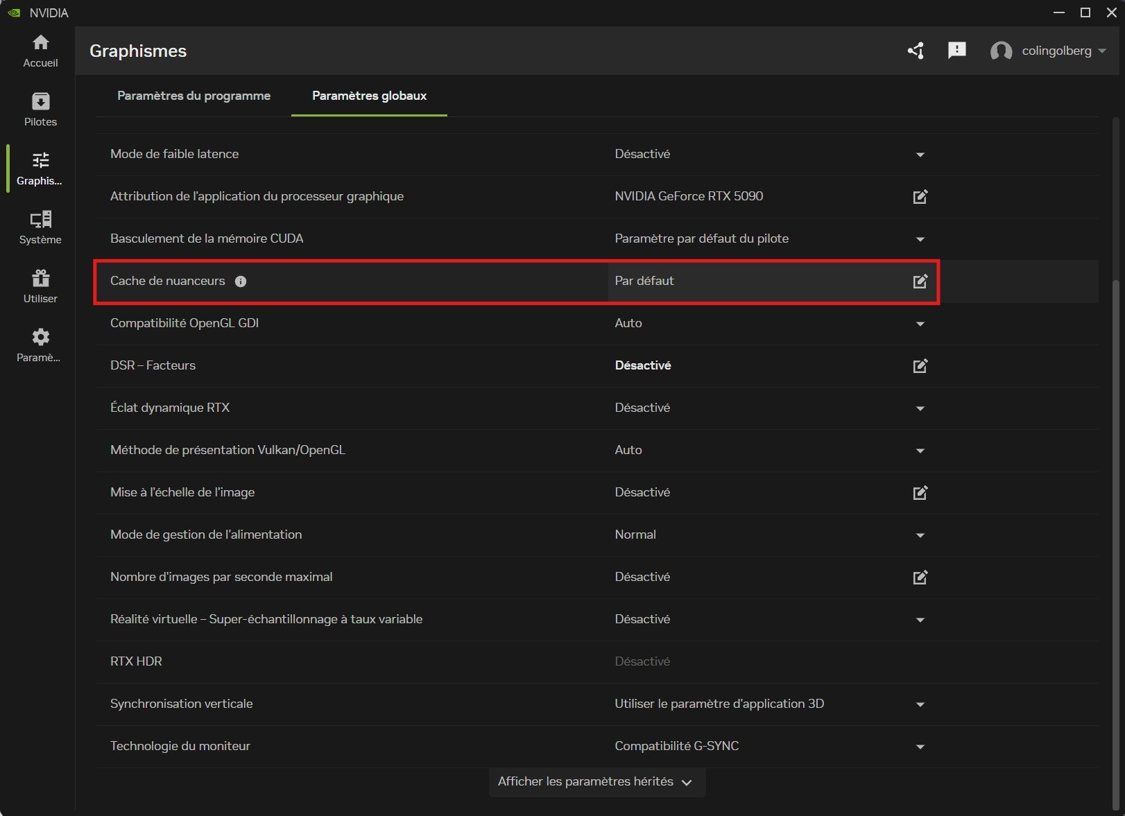 Rendez-vous dans l'app NVIDIA pour activer l'ooption dans le menu "graphismes". © Colin Golberg